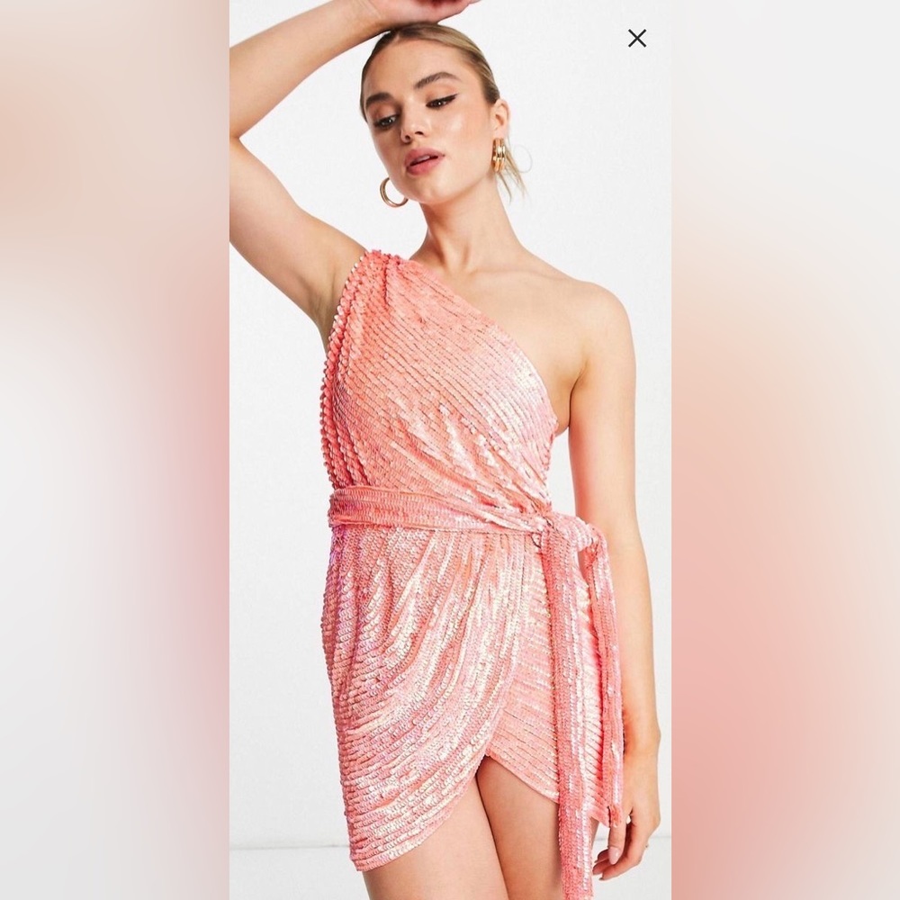 ASOS one-shoulder embellished mini dress